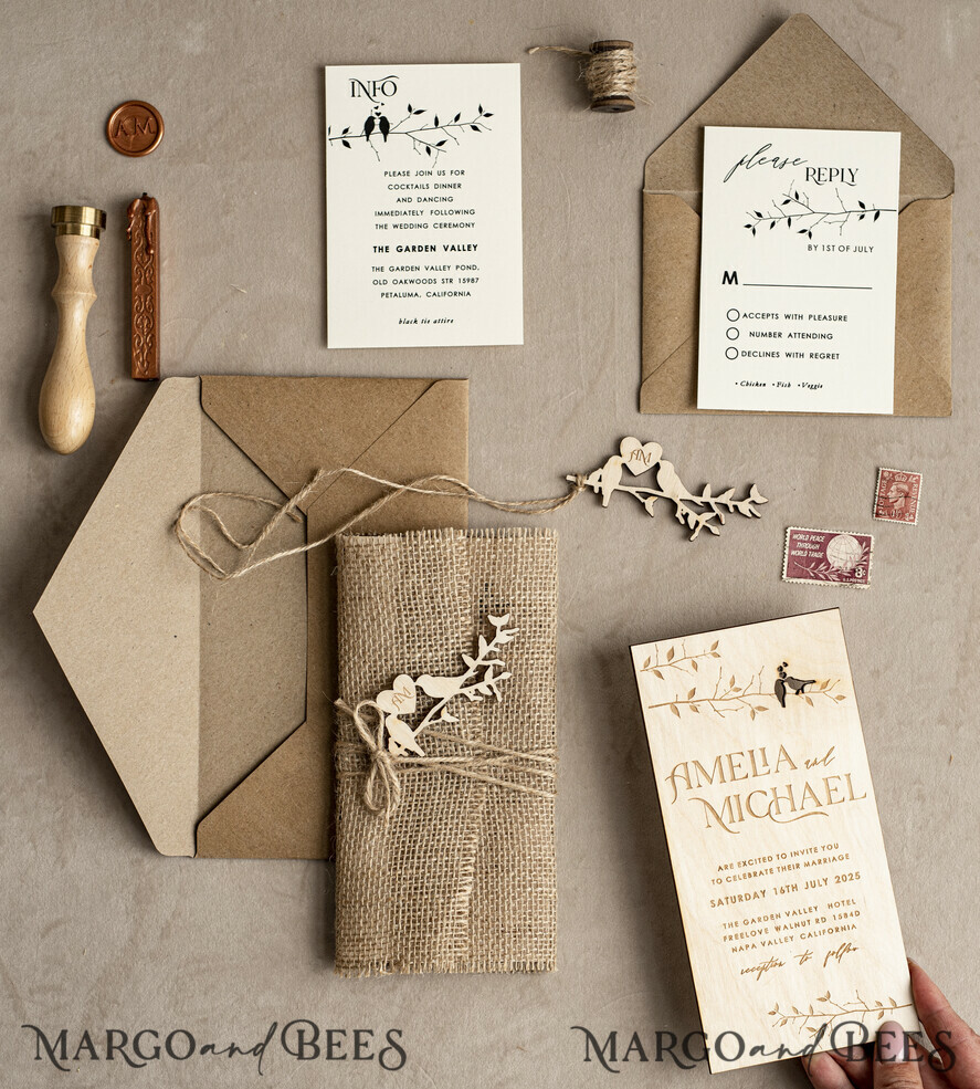 WEDDING INVITATIONS forest / Mountains / woodland theme Stylish wedding invitation, natural rustic stationery
