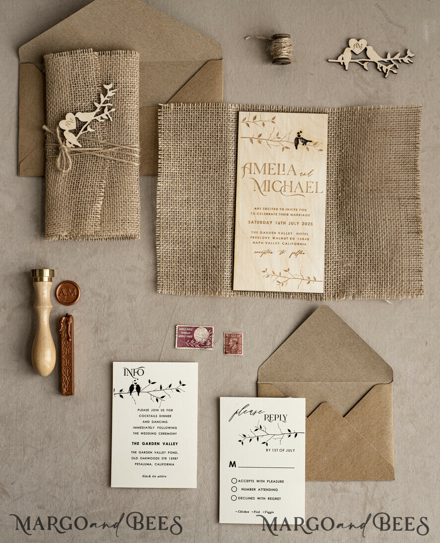 WEDDING INVITATIONS forest / Mountains / woodland theme Stylish wedding invitation, natural rustic stationery