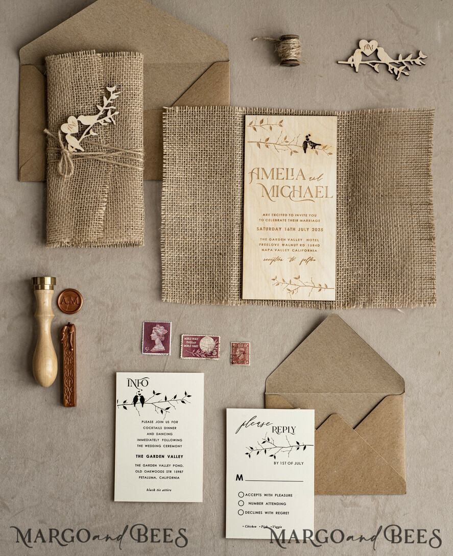 WEDDING INVITATIONS forest / Mountains / woodland theme Stylish wedding invitation, natural rustic stationery