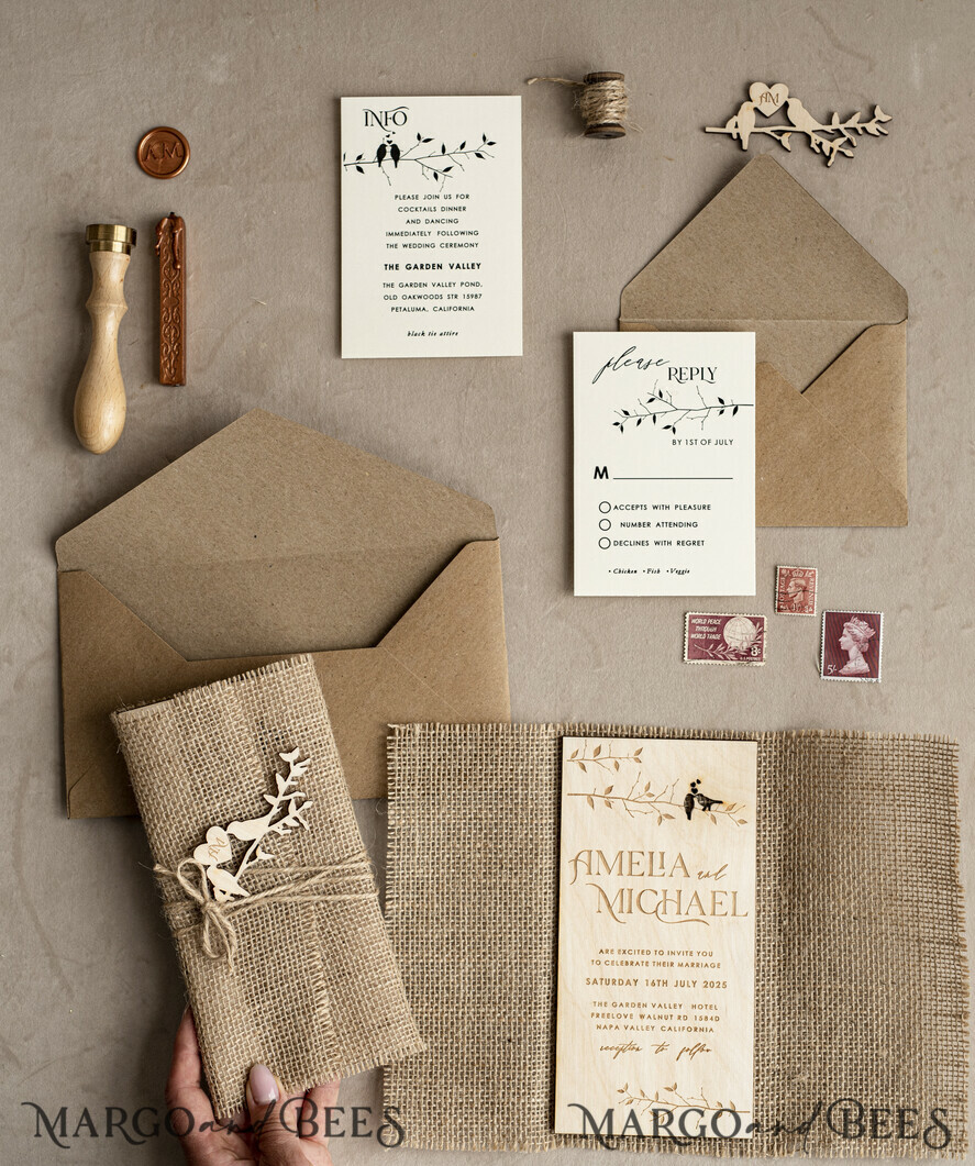 WEDDING INVITATIONS forest / Mountains / woodland theme Stylish wedding invitation, natural rustic stationery