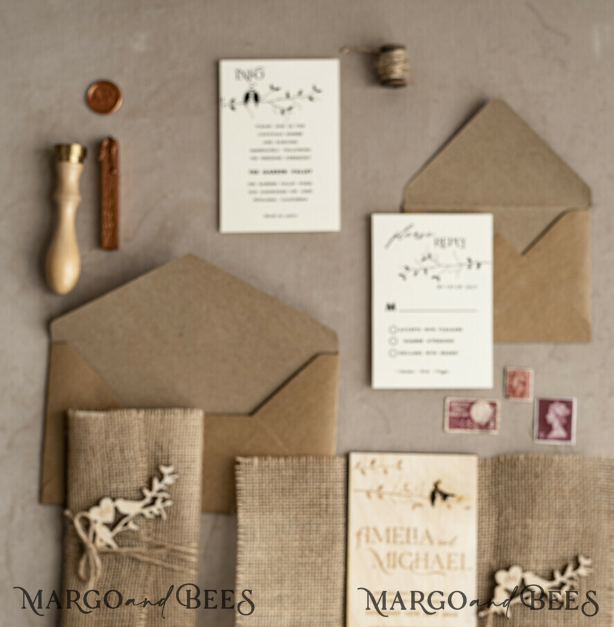 WEDDING INVITATIONS forest / Mountains / woodland theme Stylish wedding invitation, natural rustic stationery
