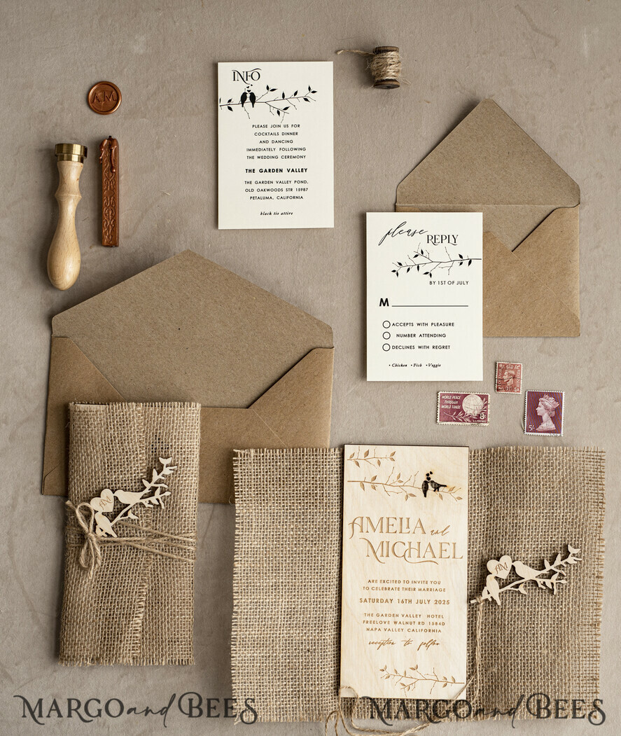 WEDDING INVITATIONS forest / Mountains / woodland theme Stylish wedding invitation, natural rustic stationery