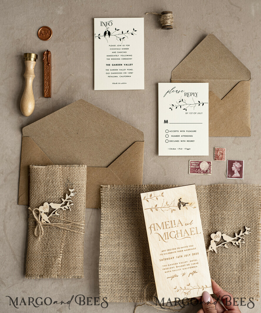 WEDDING INVITATIONS forest / Mountains / woodland theme Stylish wedding invitation, natural rustic stationery