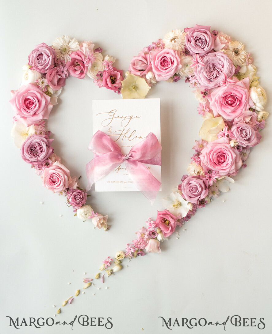 WEDDING INVITATIONS Elegant Invites Classic Cards Romantic Blush Pink Wedding Invitations, Vintage Floral Wedding Invitation Suite, Elegant Wedding Cards With Hand Dyed Bow, Glamour Peony Wedding Stationery