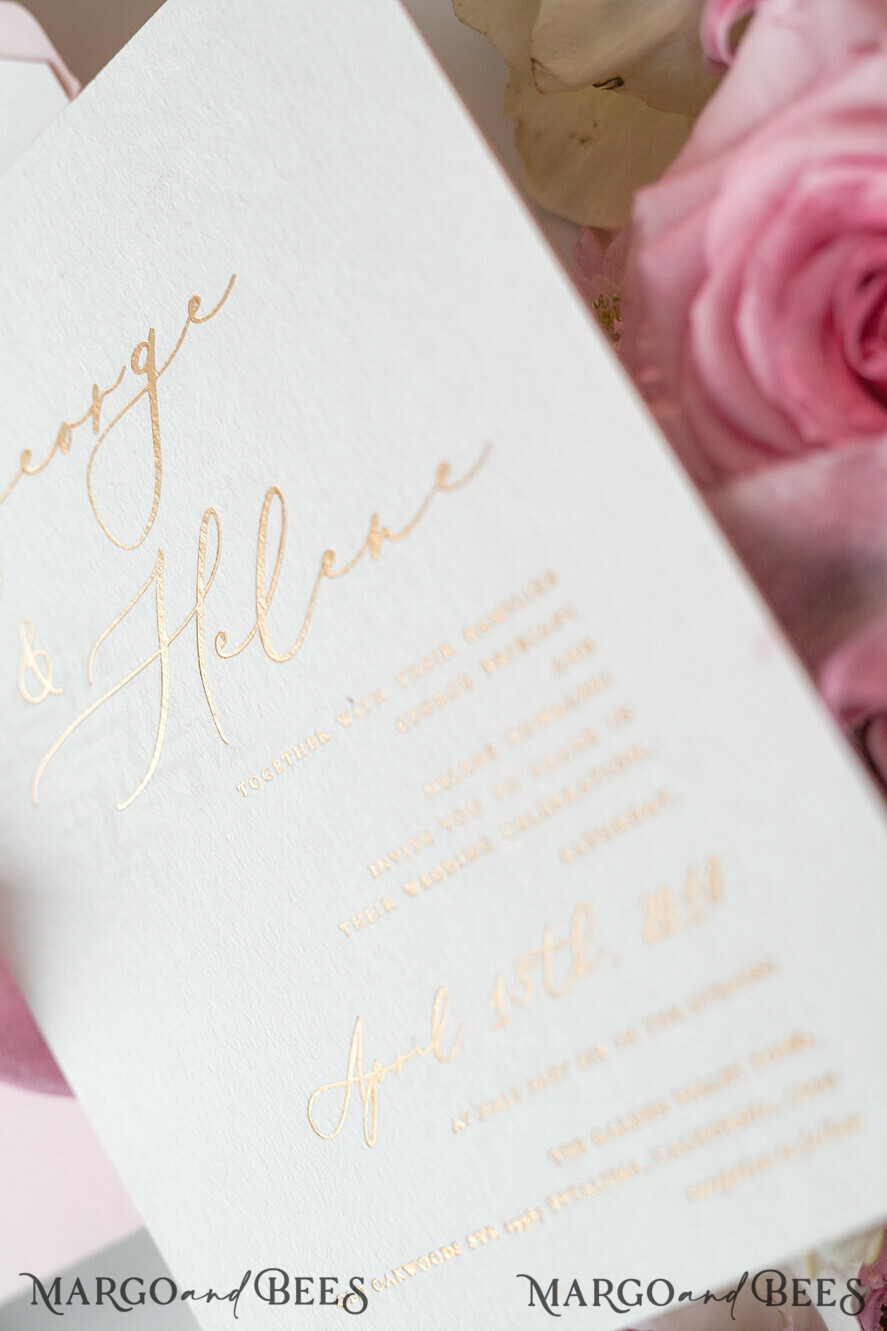 WEDDING INVITATIONS Elegant Invites Classic Cards Romantic Blush Pink Wedding Invitations, Vintage Floral Wedding Invitation Suite, Elegant Wedding Cards With Hand Dyed Bow, Glamour Peony Wedding Stationery