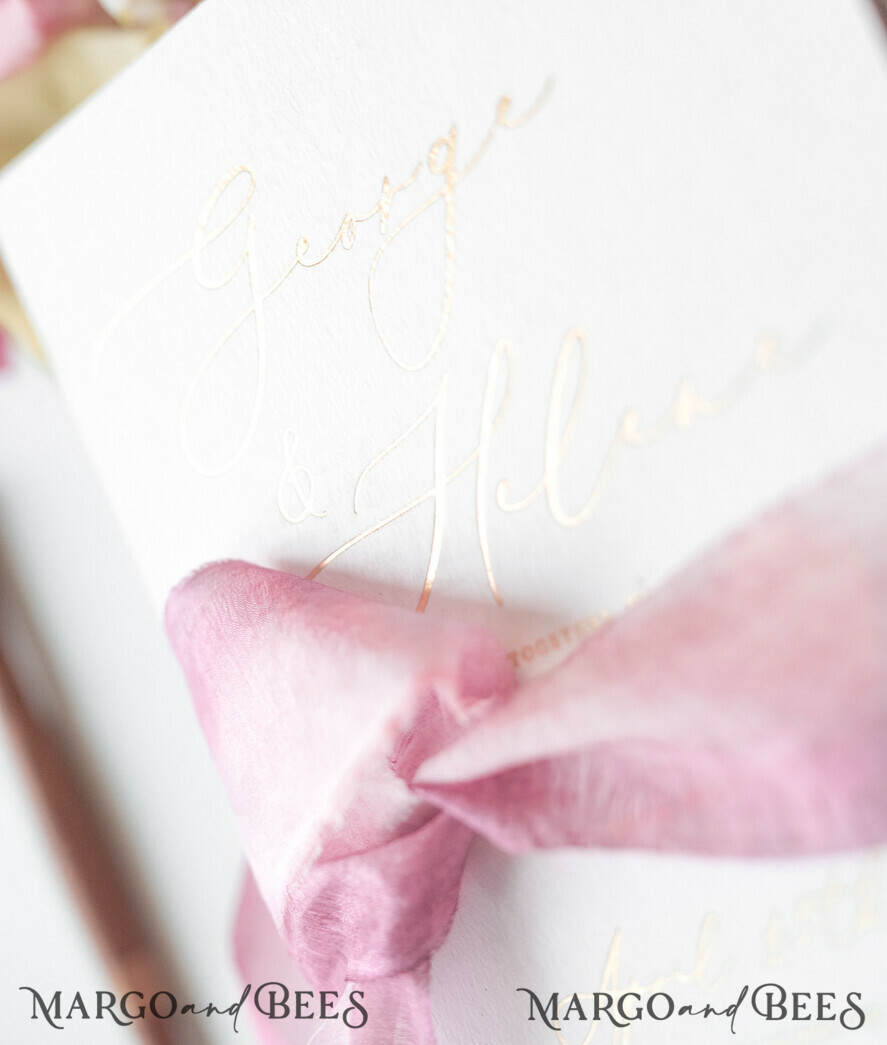 WEDDING INVITATIONS Elegant Invites Classic Cards Romantic Blush Pink Wedding Invitations, Vintage Floral Wedding Invitation Suite, Elegant Wedding Cards With Hand Dyed Bow, Glamour Peony Wedding Stationery