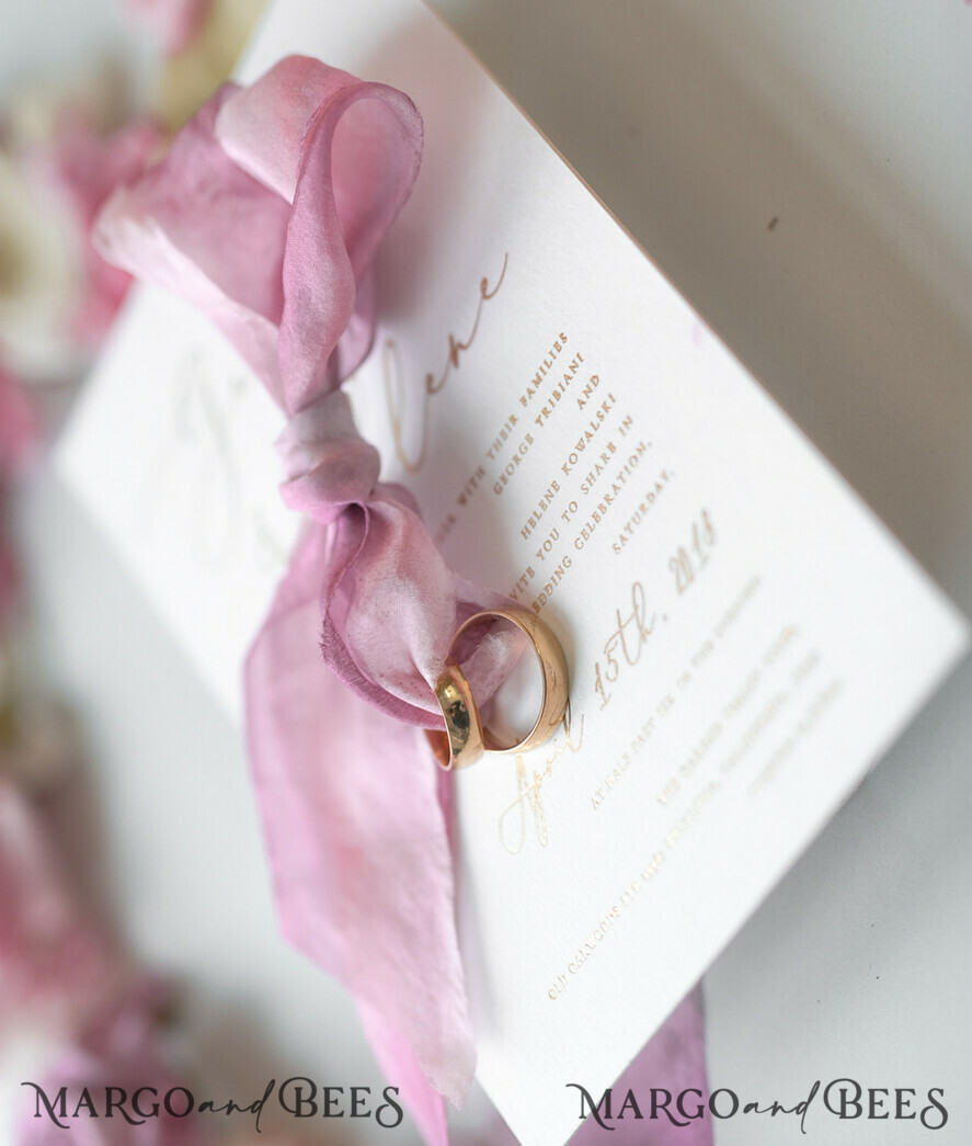 WEDDING INVITATIONS Elegant Invites Classic Cards Romantic Blush Pink Wedding Invitations, Vintage Floral Wedding Invitation Suite, Elegant Wedding Cards With Hand Dyed Bow, Glamour Peony Wedding Stationery