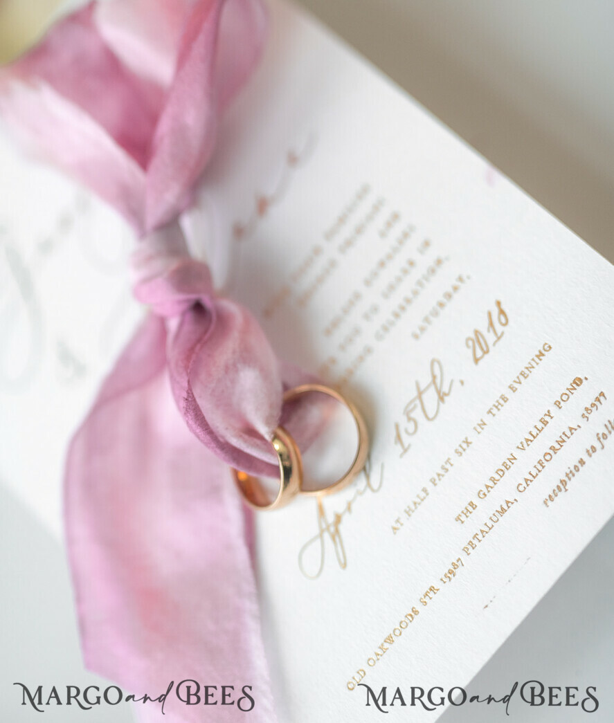 WEDDING INVITATIONS Elegant Invites Classic Cards Romantic Blush Pink Wedding Invitations, Vintage Floral Wedding Invitation Suite, Elegant Wedding Cards With Hand Dyed Bow, Glamour Peony Wedding Stationery