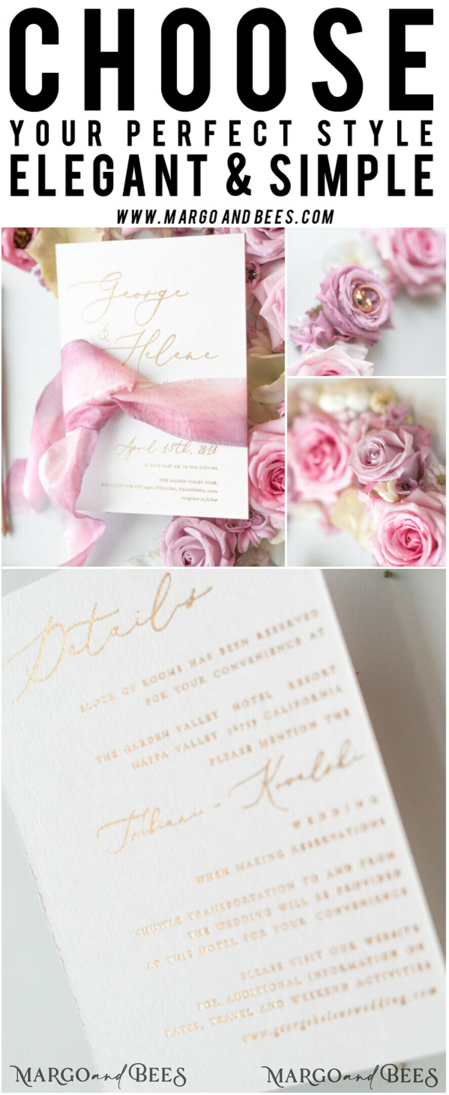 WEDDING INVITATIONS Elegant Invites Classic Cards Romantic Blush Pink Wedding Invitations, Vintage Floral Wedding Invitation Suite, Elegant Wedding Cards With Hand Dyed Bow, Glamour Peony Wedding Stationery