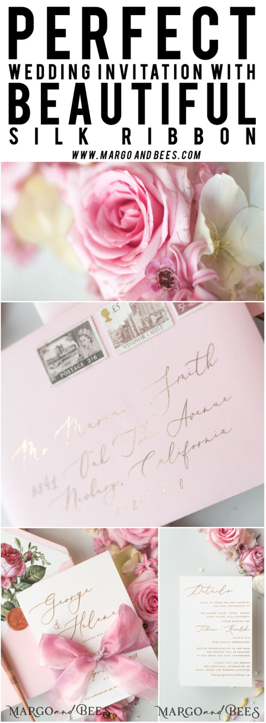 WEDDING INVITATIONS Elegant Invites Classic Cards Romantic Blush Pink Wedding Invitations, Vintage Floral Wedding Invitation Suite, Elegant Wedding Cards With Hand Dyed Bow, Glamour Peony Wedding Stationery