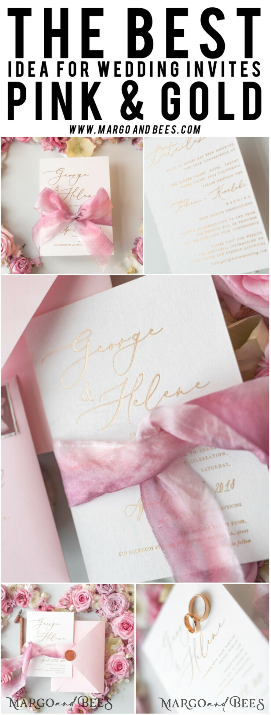 WEDDING INVITATIONS Elegant Invites Classic Cards Romantic Blush Pink Wedding Invitations, Vintage Floral Wedding Invitation Suite, Elegant Wedding Cards With Hand Dyed Bow, Glamour Peony Wedding Stationery