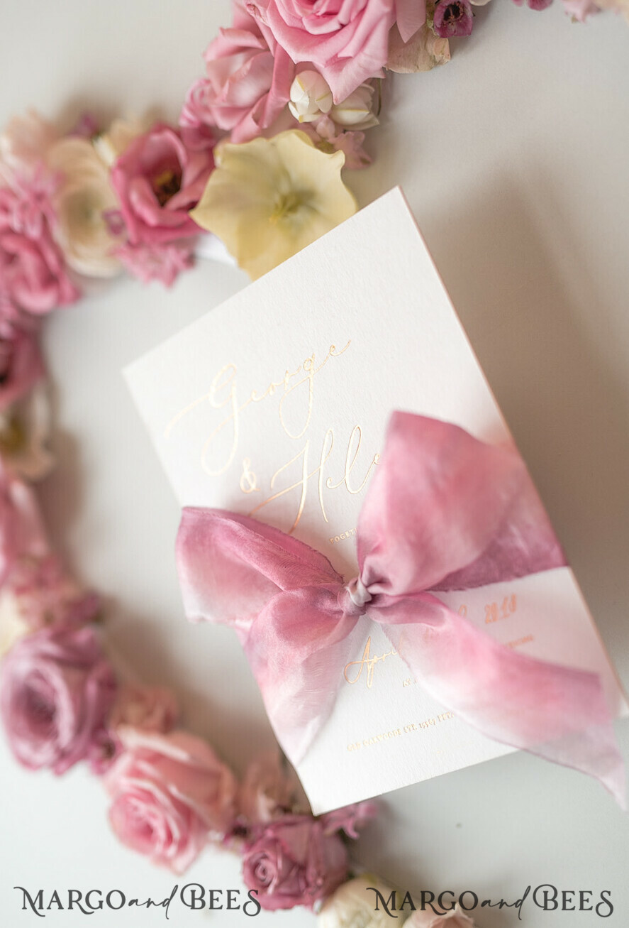 WEDDING INVITATIONS Elegant Invites Classic Cards Romantic Blush Pink Wedding Invitations, Vintage Floral Wedding Invitation Suite, Elegant Wedding Cards With Hand Dyed Bow, Glamour Peony Wedding Stationery