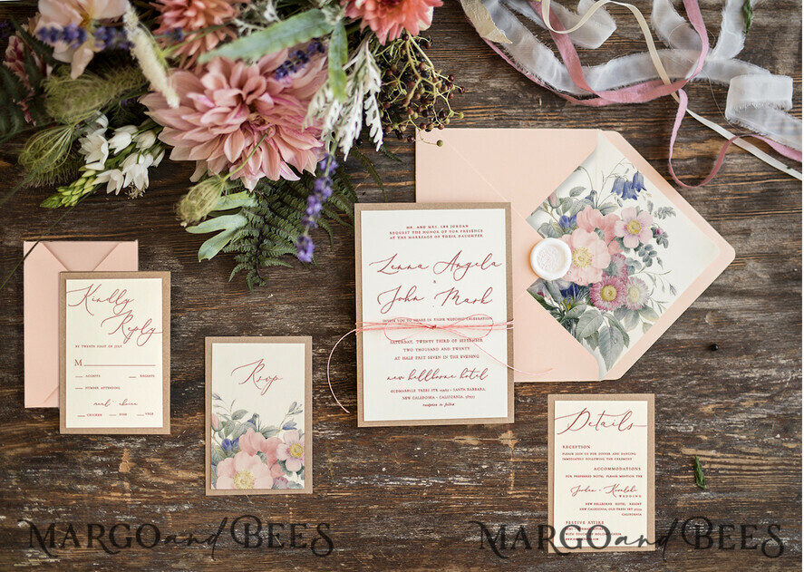 WEDDING INVITATIONS Elegant Invites Classic Cards Floral Vintage Wedding Invitations, Bespoke And Elegant Wedding Invites, Minimalistic Wedding Cards, Handmade Wedding Stationery