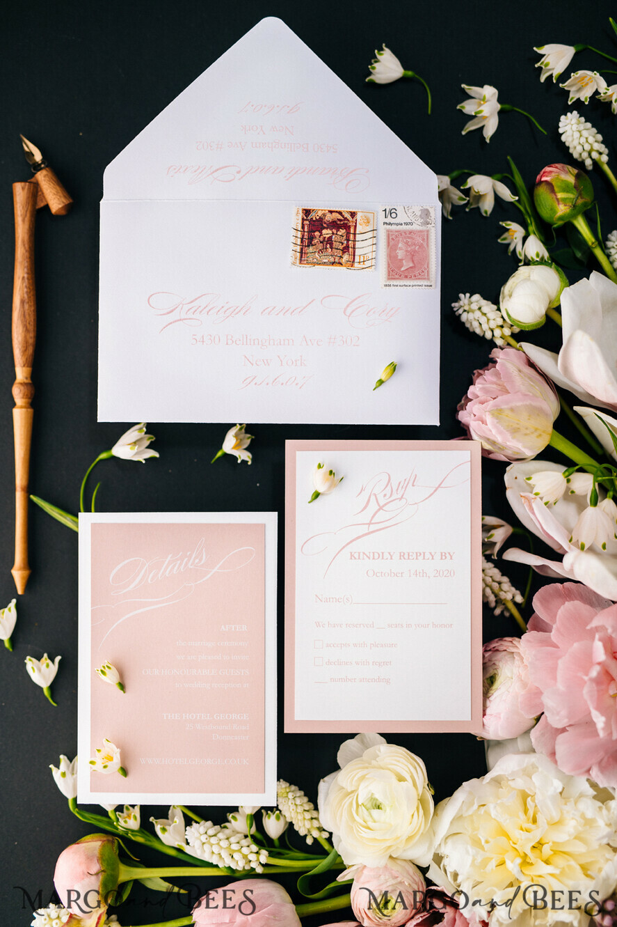 WEDDING INVITATIONS Elegant Invites Classic Cards Elegant Blush Pink Wedding Invitations, Minimalistic And Vintage Wedding Cards, Luxury Box Wedding Invites, Glamour Wedding Stationery