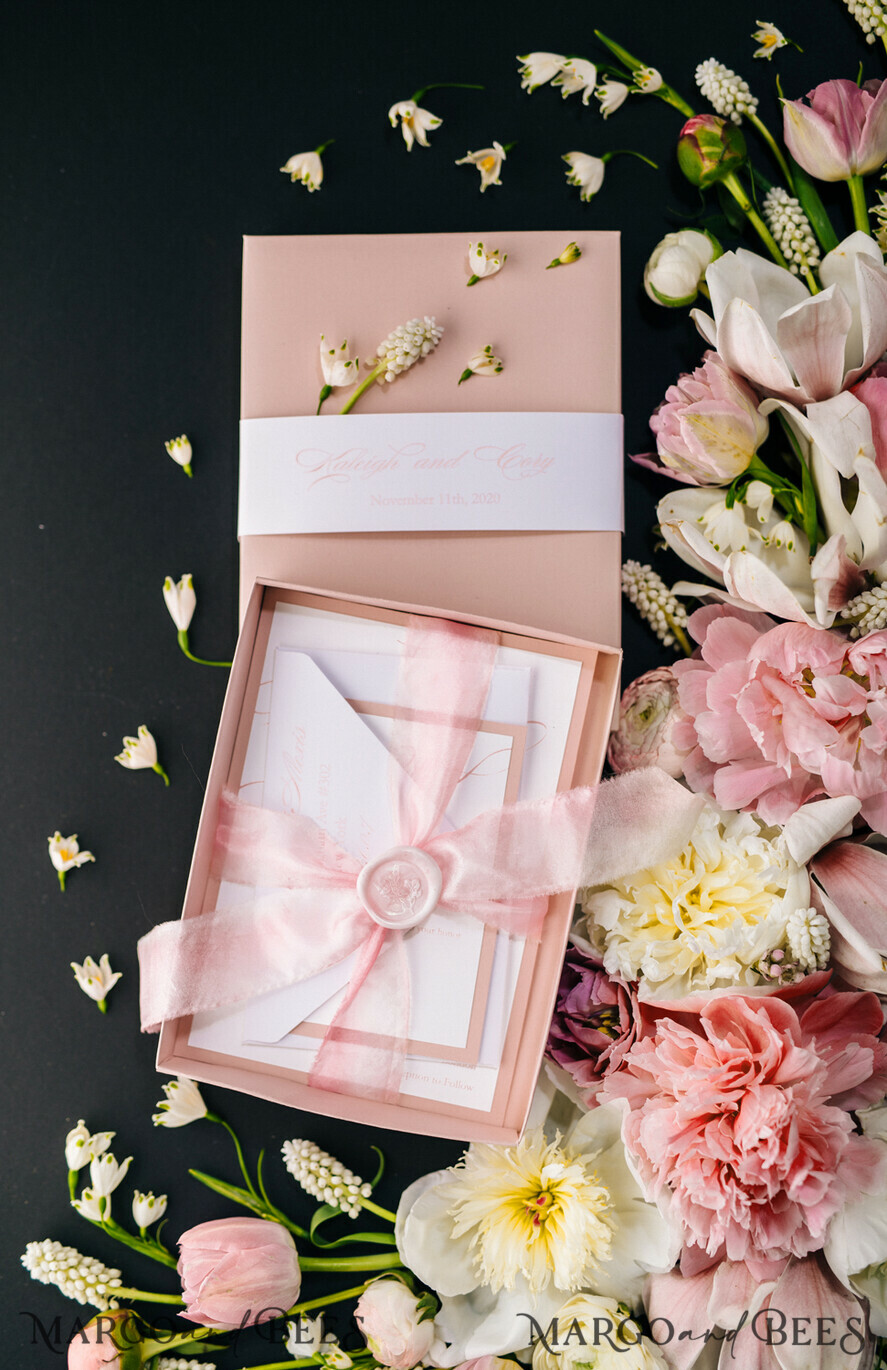 WEDDING INVITATIONS Elegant Invites Classic Cards Elegant Blush Pink Wedding Invitations, Minimalistic And Vintage Wedding Cards, Luxury Box Wedding Invites, Glamour Wedding Stationery