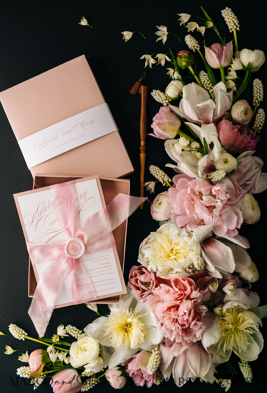WEDDING INVITATIONS Elegant Invites Classic Cards Elegant Blush Pink Wedding Invitations, Minimalistic And Vintage Wedding Cards, Luxury Box Wedding Invites, Glamour Wedding Stationery