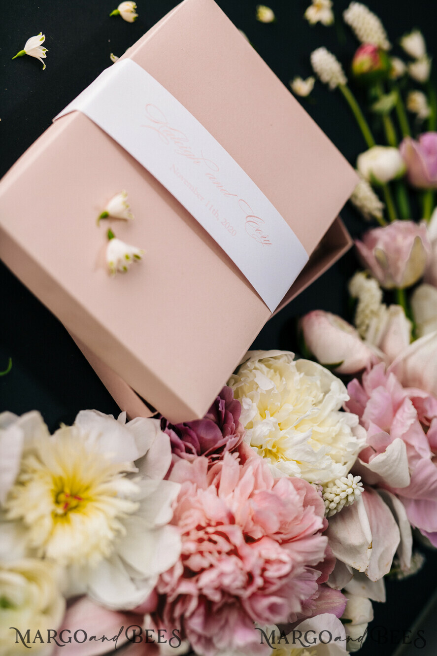 WEDDING INVITATIONS Elegant Invites Classic Cards Elegant Blush Pink Wedding Invitations, Minimalistic And Vintage Wedding Cards, Luxury Box Wedding Invites, Glamour Wedding Stationery