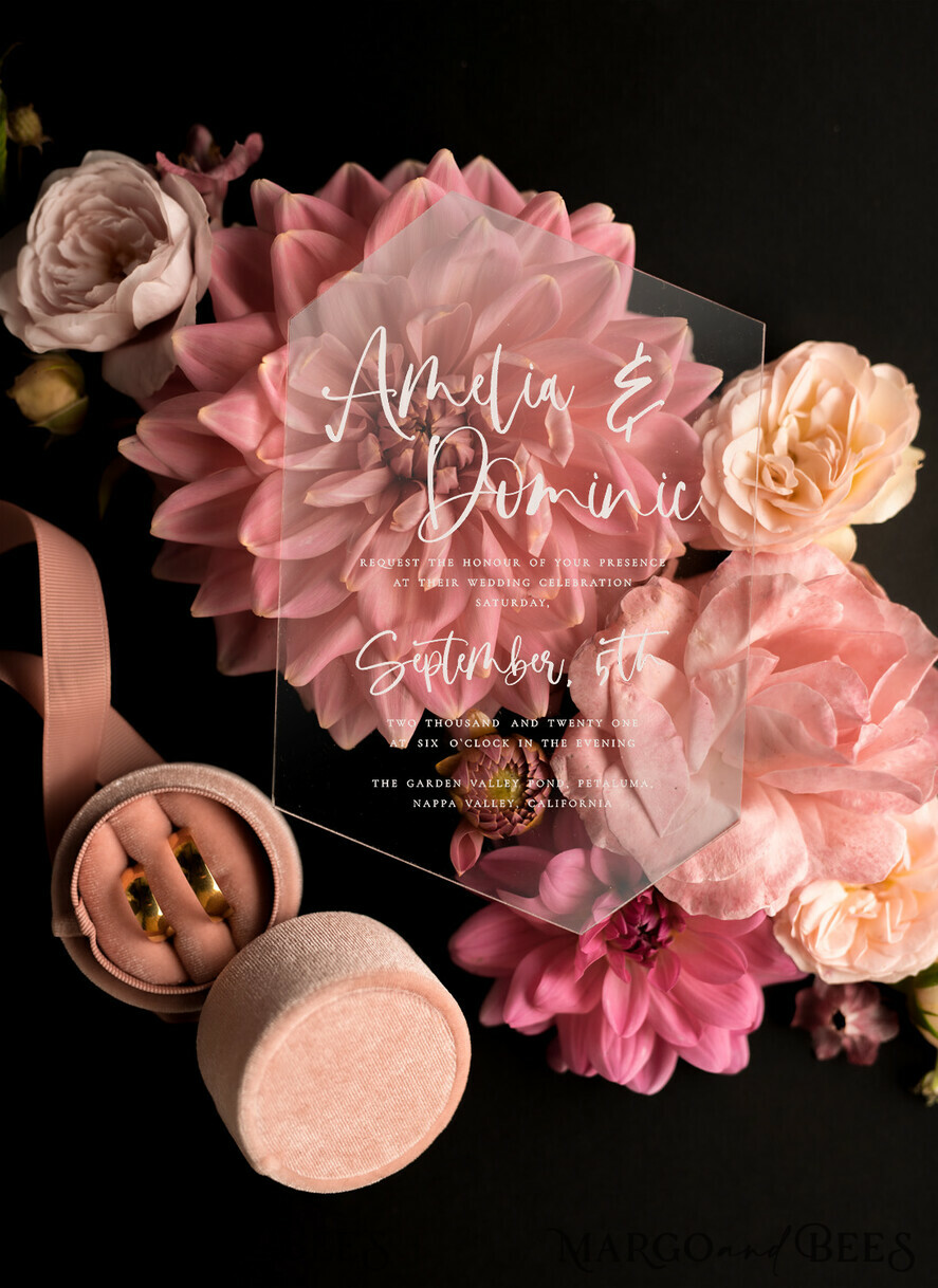 WEDDING INVITATIONS Elegant Invites Classic Cards Romantic Floral Wedding Invites, Luxury Blush Pink Wedding Invitations, Elegant Geometric Wedding Cards, Handmade Vellum Wedding Stationery