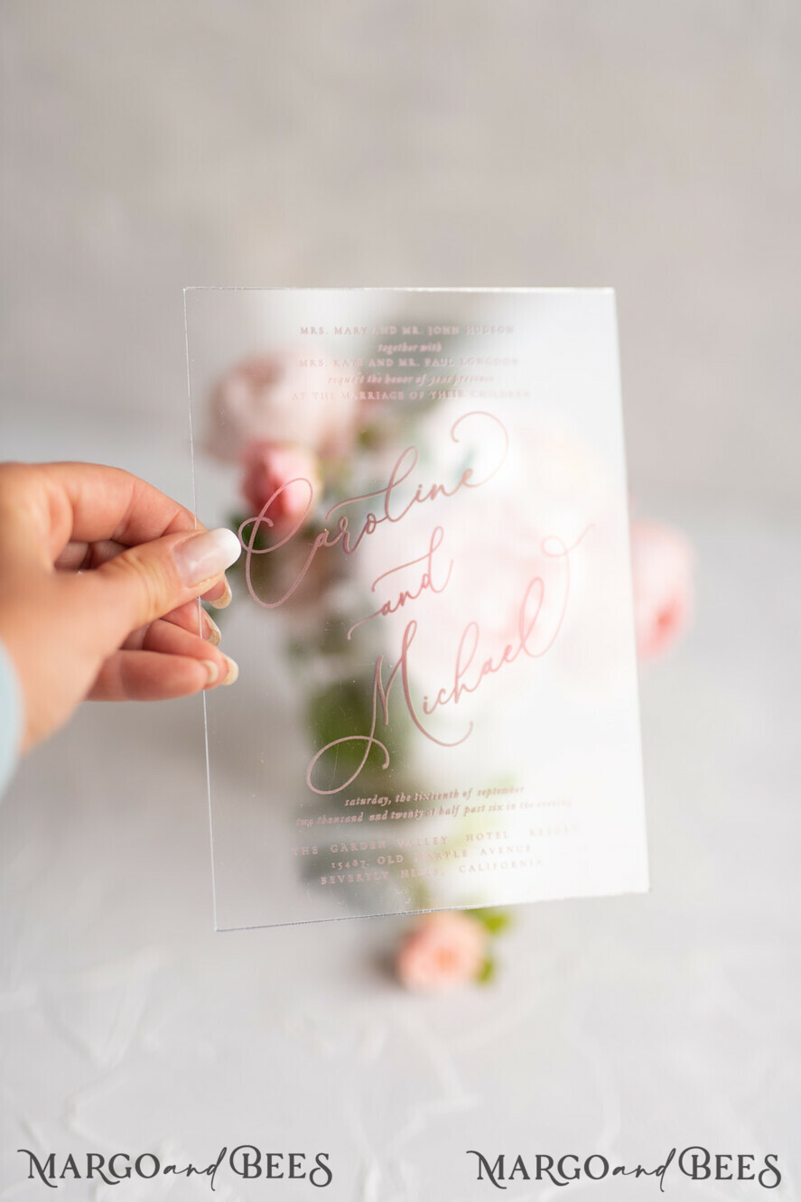 WEDDING INVITATIONS Elegant Invites Classic Cards Luxury Acrylic Plexi Wedding Invitations, Elegant Pink Wedding Cards, Minimalistic And Simplistic Wedding Invites, Glamour Wedding Stationery