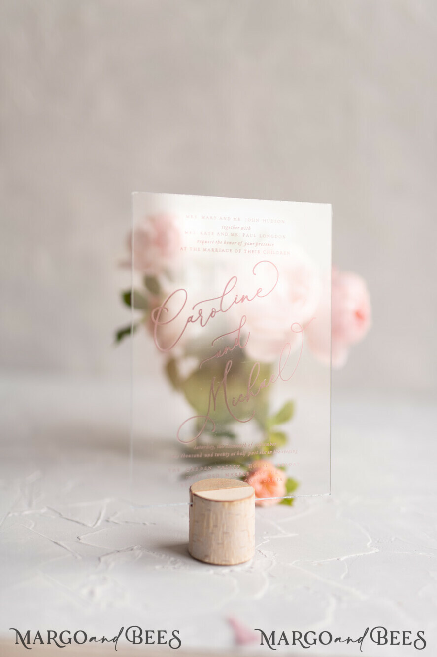 WEDDING INVITATIONS Elegant Invites Classic Cards Luxury Acrylic Plexi Wedding Invitations, Elegant Pink Wedding Cards, Minimalistic And Simplistic Wedding Invites, Glamour Wedding Stationery