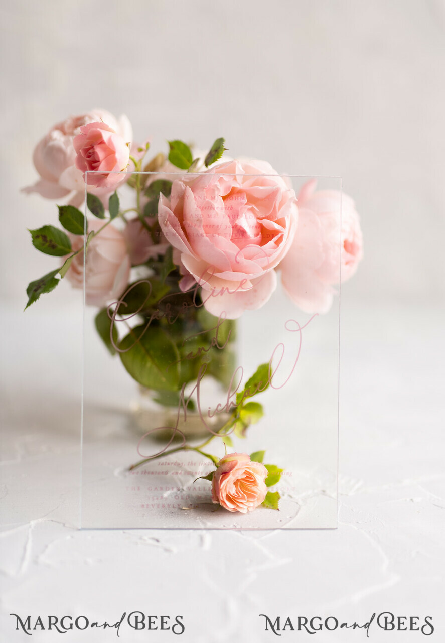 WEDDING INVITATIONS Elegant Invites Classic Cards Luxury Acrylic Plexi Wedding Invitations, Elegant Pink Wedding Cards, Minimalistic And Simplistic Wedding Invites, Glamour Wedding Stationery