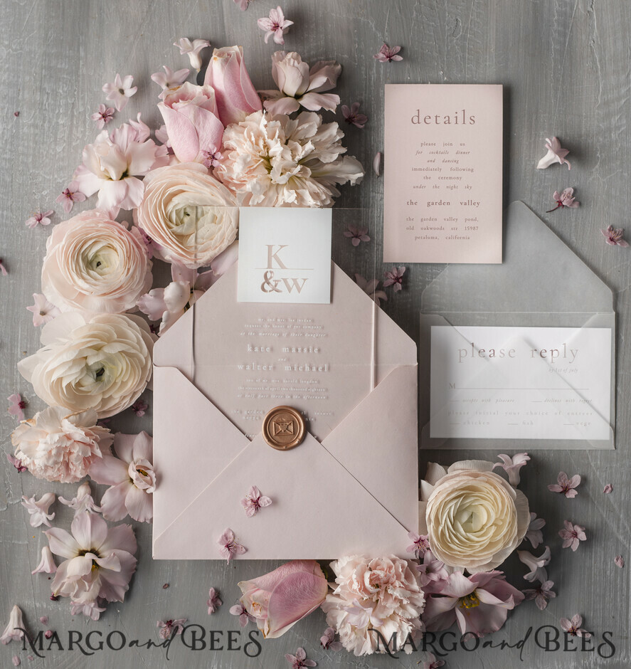WEDDING INVITATIONS Elegant Invites Classic Cards Stylish Blush Pink Acrylic wedding invitation, Elegant Acryl Wedding Invitations • Clear Modern Wedding Invitation Suite • Luxury Pink wedding Cards