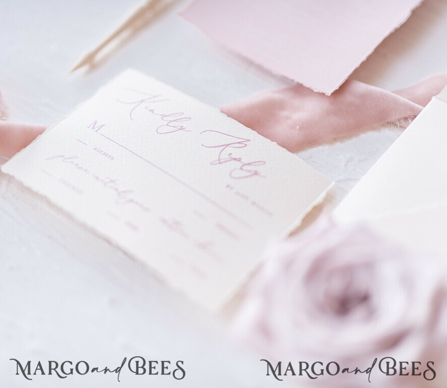 WEDDING INVITATIONS Elegant Invites Classic Cards Luxury Nude Wedding Invitations, Romantic Pink Wedding Invites With Velvet Ribbon, Minimalistic And Modern Wedding Invitation Suite, Handmade Wedding Stationery