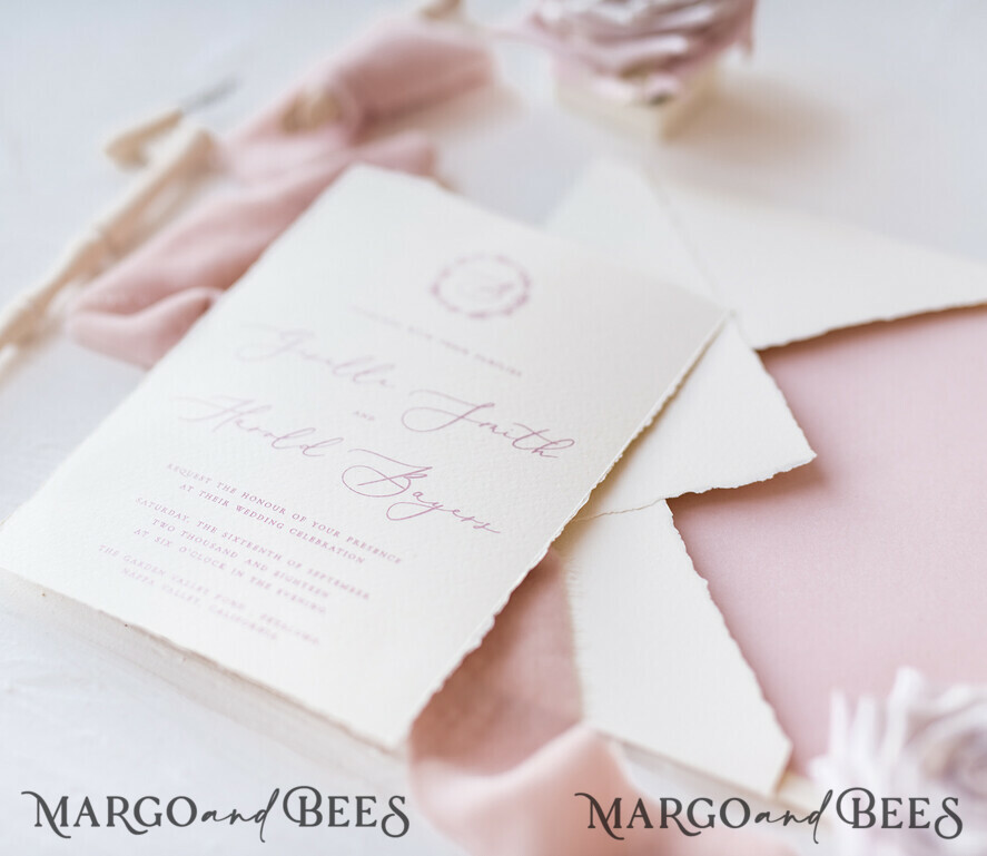 WEDDING INVITATIONS Elegant Invites Classic Cards Luxury Nude Wedding Invitations, Romantic Pink Wedding Invites With Velvet Ribbon, Minimalistic And Modern Wedding Invitation Suite, Handmade Wedding Stationery