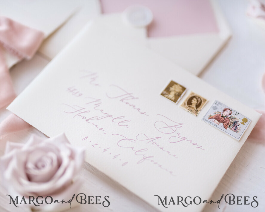 WEDDING INVITATIONS Elegant Invites Classic Cards Luxury Nude Wedding Invitations, Romantic Pink Wedding Invites With Velvet Ribbon, Minimalistic And Modern Wedding Invitation Suite, Handmade Wedding Stationery