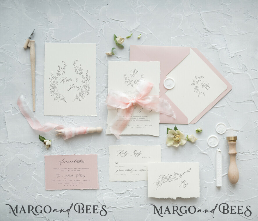 WEDDING INVITATIONS Elegant Invites Classic Cards Romantic Blush Pink Wedding Invitations, Elegant And Delicate Wedding Invitation Suite, Bespoke White Wedding Cards, Minimalistic Wedding Invites