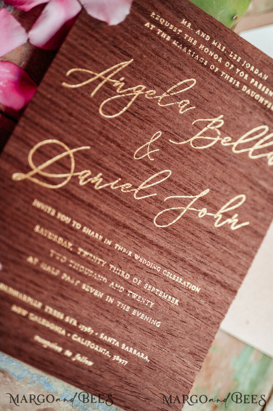 WEDDING INVITATIONS Elegant Invites Classic Cards Elegant Wooden Wedding Invitations, Minimalistic Nude Wedding Invites, Glamour Golden Shine Wedding Cards, Handmade Wedding Stationery
