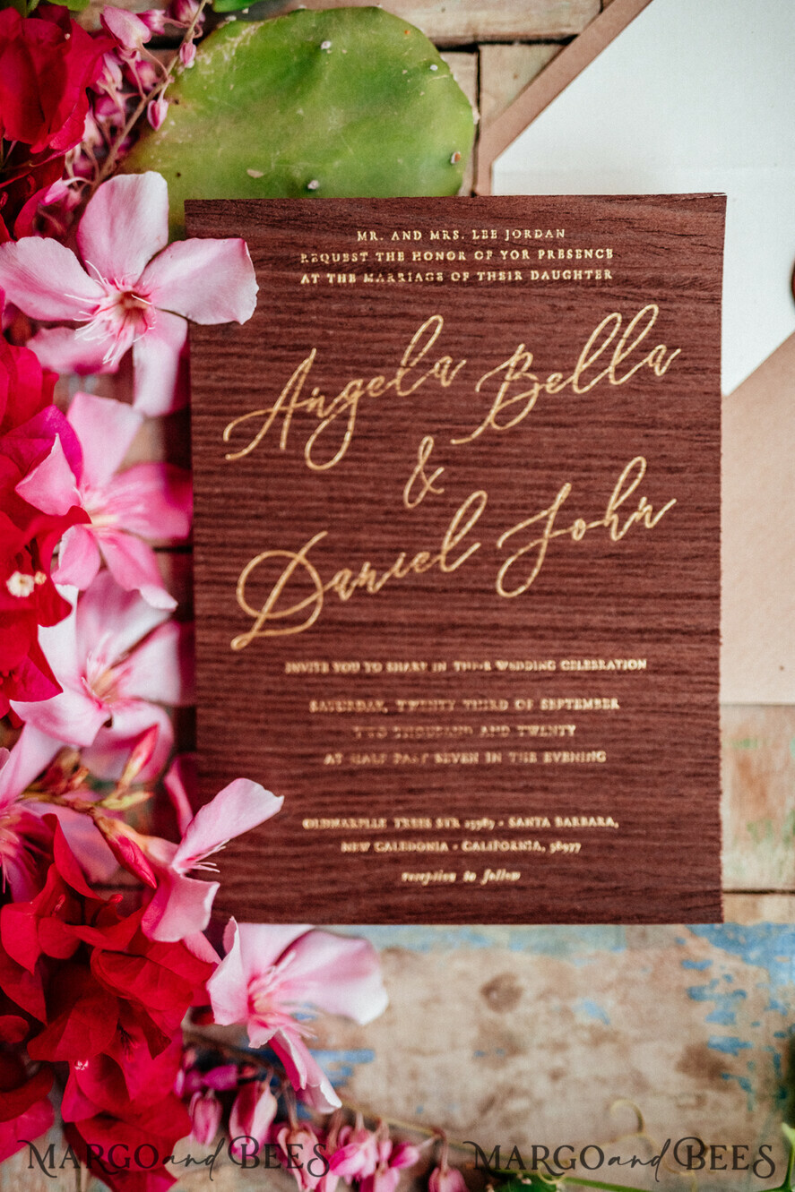 WEDDING INVITATIONS Elegant Invites Classic Cards Elegant Wooden Wedding Invitations, Minimalistic Nude Wedding Invites, Glamour Golden Shine Wedding Cards, Handmade Wedding Stationery