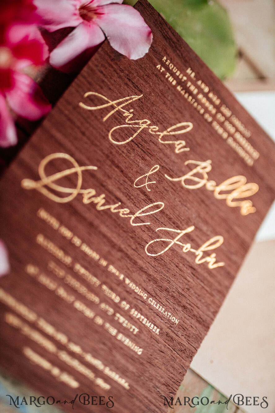 WEDDING INVITATIONS Elegant Invites Classic Cards Elegant Wooden Wedding Invitations, Minimalistic Nude Wedding Invites, Glamour Golden Shine Wedding Cards, Handmade Wedding Stationery