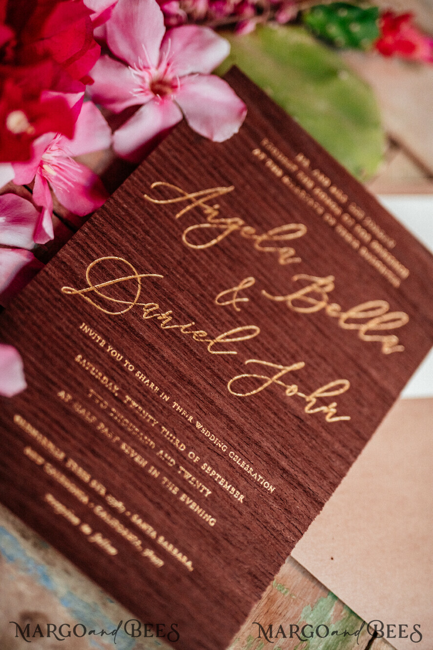 WEDDING INVITATIONS Elegant Invites Classic Cards Elegant Wooden Wedding Invitations, Minimalistic Nude Wedding Invites, Glamour Golden Shine Wedding Cards, Handmade Wedding Stationery
