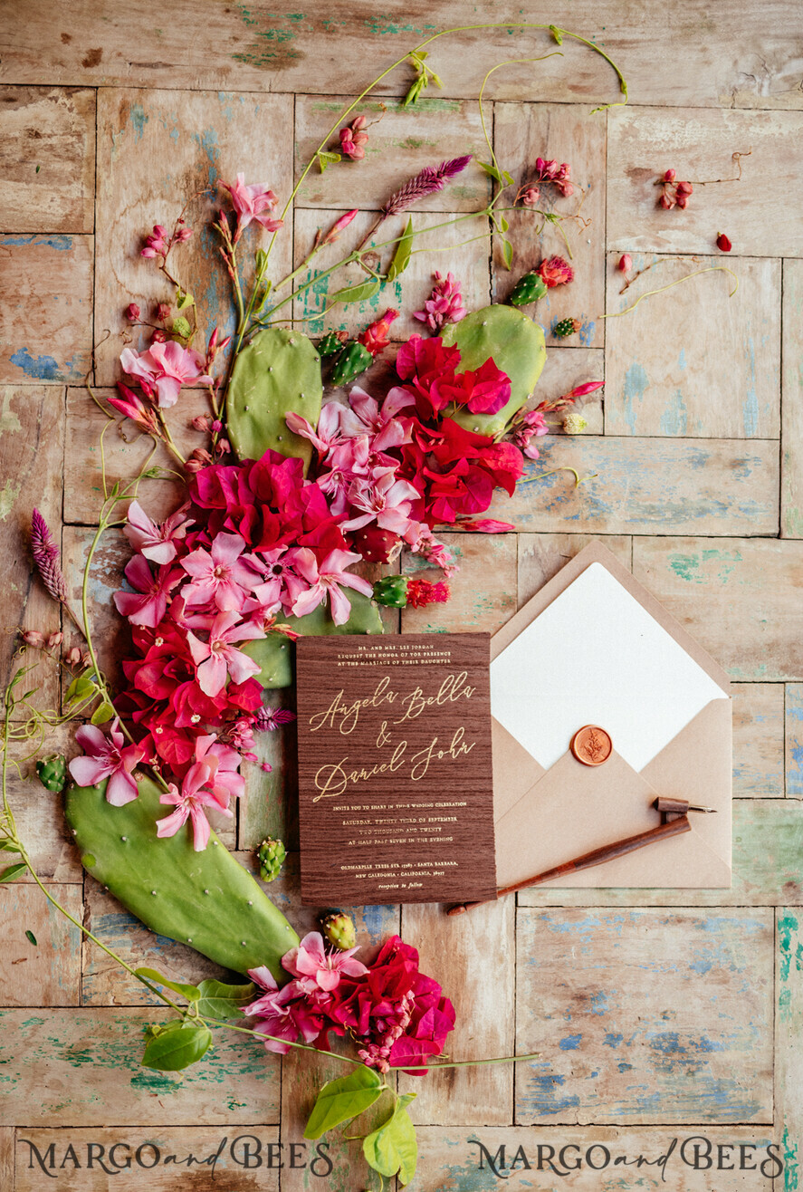 WEDDING INVITATIONS Elegant Invites Classic Cards Elegant Wooden Wedding Invitations, Minimalistic Nude Wedding Invites, Glamour Golden Shine Wedding Cards, Handmade Wedding Stationery
