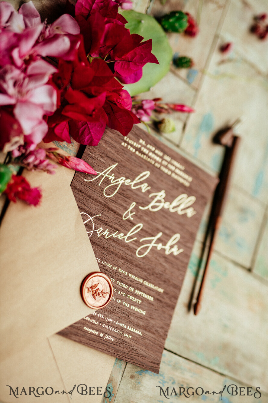 WEDDING INVITATIONS Elegant Invites Classic Cards Elegant Wooden Wedding Invitations, Minimalistic Nude Wedding Invites, Glamour Golden Shine Wedding Cards, Handmade Wedding Stationery