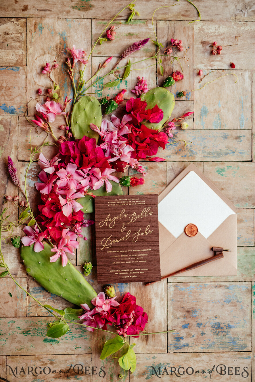WEDDING INVITATIONS Elegant Invites Classic Cards Elegant Wooden Wedding Invitations, Minimalistic Nude Wedding Invites, Glamour Golden Shine Wedding Cards, Handmade Wedding Stationery