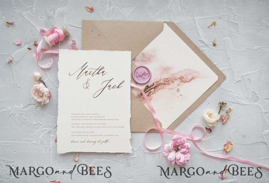 WEDDING INVITATIONS Elegant Invites Classic Cards Delicate Watercolor Wedding Invitations, Elegant And Handmade Wedding Invites, Affordable Wedding Invitation Suite, Romantic Pink Wedding Cards