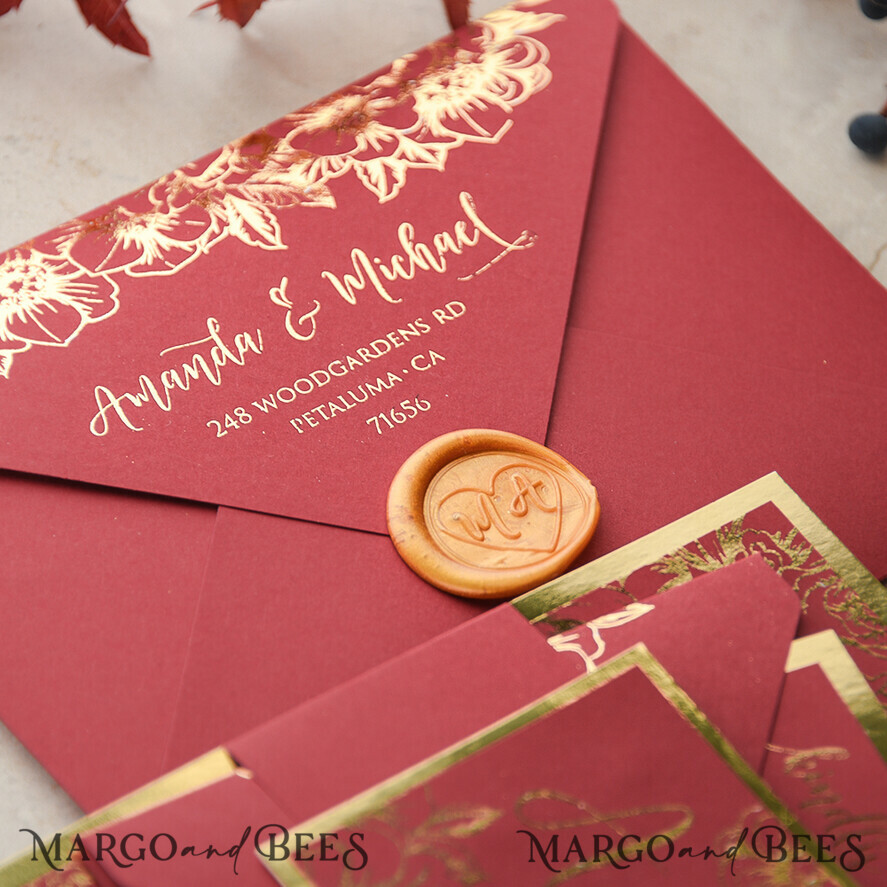 WEDDING INVITATIONS gold / rose gold / silver / glitter Luxury Indian Wedding Invitations, Elegant Red Wedding Cards, Glamour Golden Shine Wedding Invites, Bespoke Floral Wedding Invitation Suite