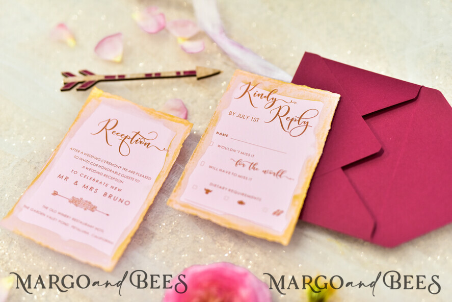 WEDDING INVITATIONS gold / rose gold / silver / glitter Marsala nad Gold Wedding Invitations, Indian Wedding Cards, Boho Glamour Wedding stationery