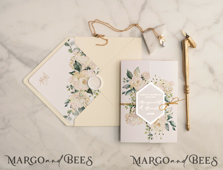 WEDDING INVITATIONS gold / rose gold / silver / glitter Luxury Gold Foil Wedding Invites, Glamour Golden Shine Wedding Invitations, Elegant Nude Pocketfold Wedding Invitation Suite, Geometric Bespoke Wedding Cards