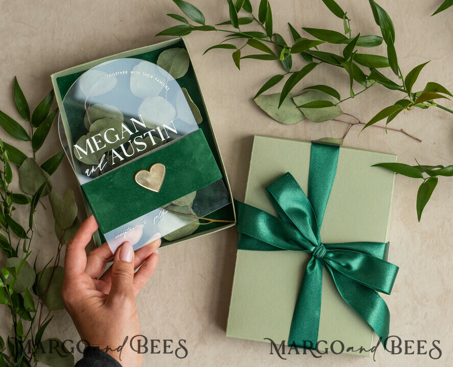 WEDDING INVITATIONS gold / rose gold / silver / glitter Arch Gold Acrylic wedding invitation suite, Velvet in Box Green Wedding Invites, Glamour Wedding Invitations, Greenery Wedding Set