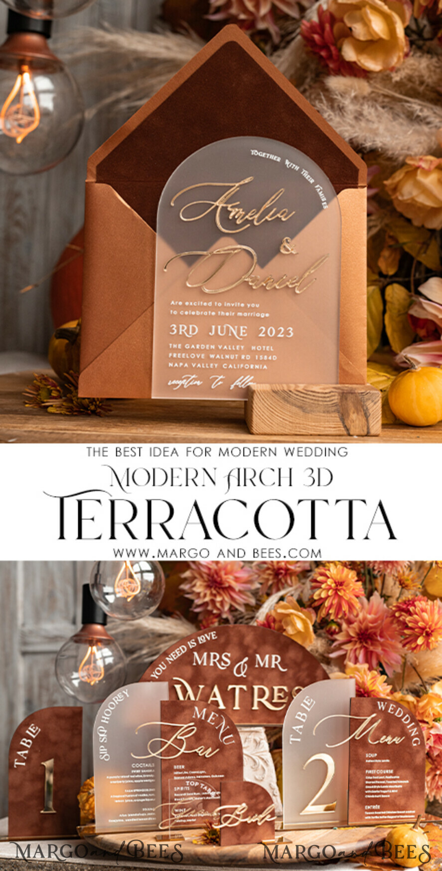 WEDDING INVITATIONS gold / rose gold / silver / glitter Fall Terracotta Modern Arch 3d Wedding Invitation Suite, Bespoke Frozen Acrylic Gold wedding invitation set, Luxury Velvet Wedding Invitations Frosted Plexi Glass golden Names, Glamour Wedding Invitation Suite, 3D Gold mirror fall copper invites , Wedding Cards