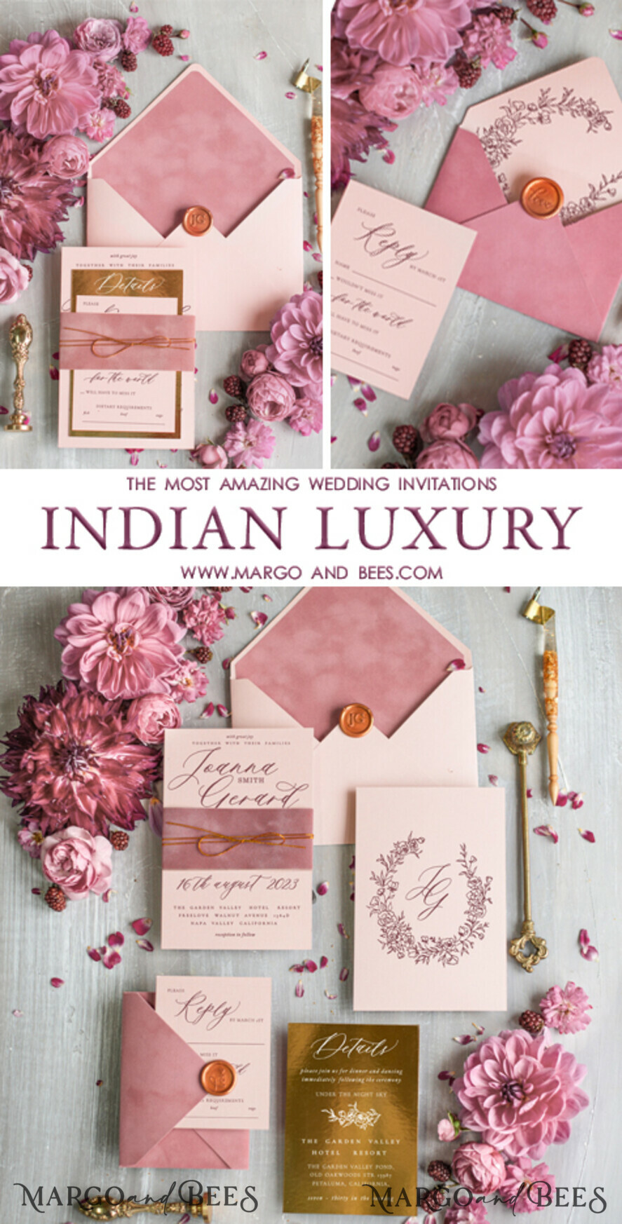 WEDDING INVITATIONS gold / rose gold / silver / glitter Bespoke Velvet Wedding Invitation Suite, Blush Pink Glamour Wedding Cards, Luxury Golden Wedding Invitations, Romantic Wedding Stationery