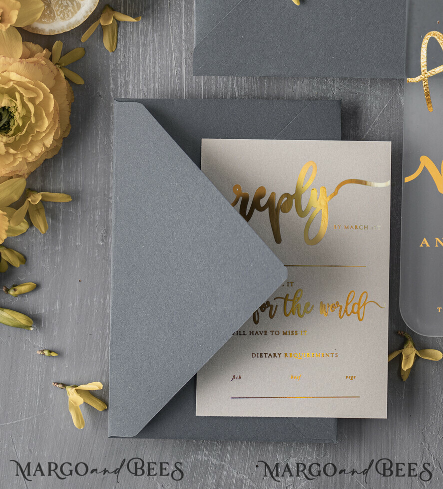 WEDDING INVITATIONS gold / rose gold / silver / glitter Elegant Wedding invitations Grey and Gold gold theme Wedding stationery