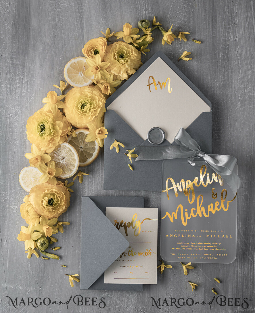 WEDDING INVITATIONS gold / rose gold / silver / glitter Elegant Wedding invitations Grey and Gold gold theme Wedding stationery
