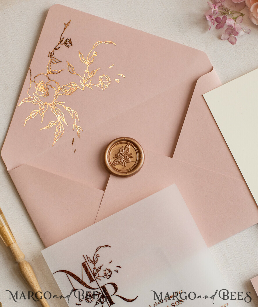 WEDDING INVITATIONS gold / rose gold / silver / glitter Luxury gold rose gold wedding invitations, elegant wedding cards, blush and pink wedding stationery