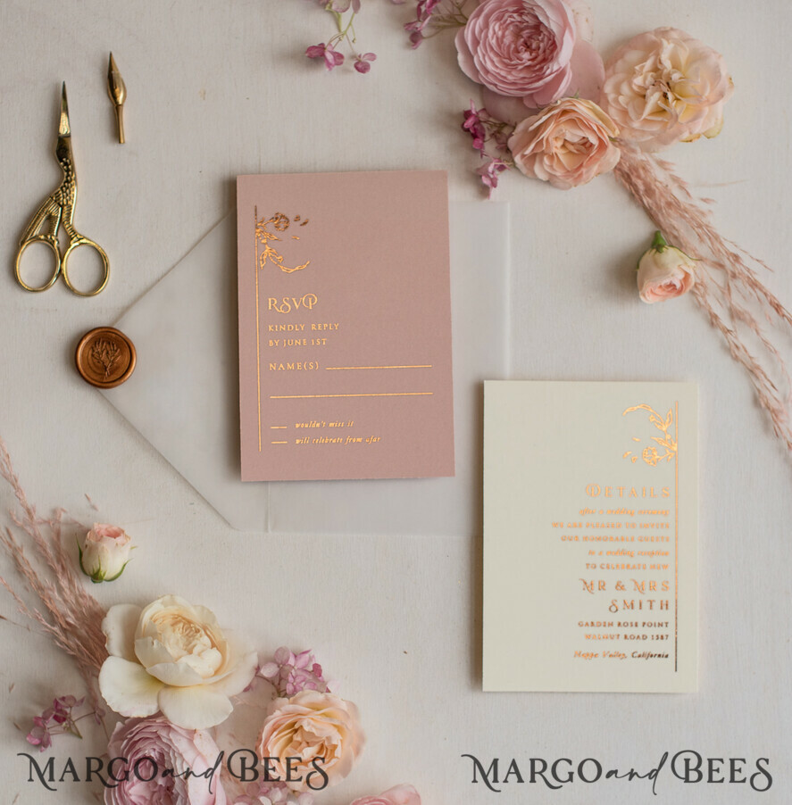 WEDDING INVITATIONS gold / rose gold / silver / glitter Luxury gold rose gold wedding invitations, elegant wedding cards, blush and pink wedding stationery