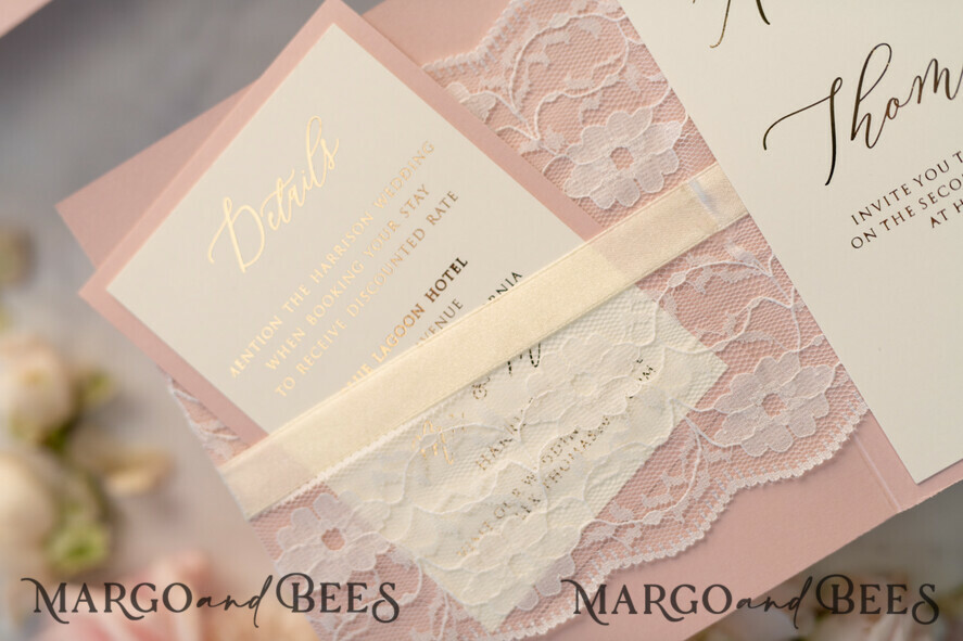 WEDDING INVITATIONS gold / rose gold / silver / glitter Luxury Golden Shine Wedding Invites, Elegant Lace Wedding Invitations, Romantic Blush Pink Wedding Cards, Glamour Gold Foil Wedding Stationery