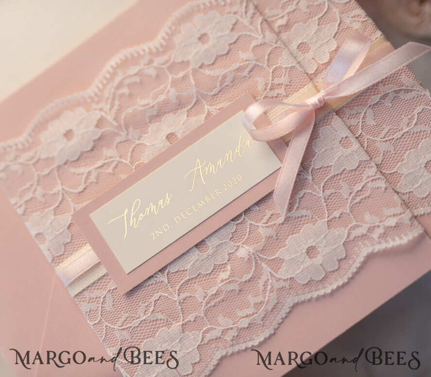 WEDDING INVITATIONS gold / rose gold / silver / glitter Luxury Golden Shine Wedding Invites, Elegant Lace Wedding Invitations, Romantic Blush Pink Wedding Cards, Glamour Gold Foil Wedding Stationery